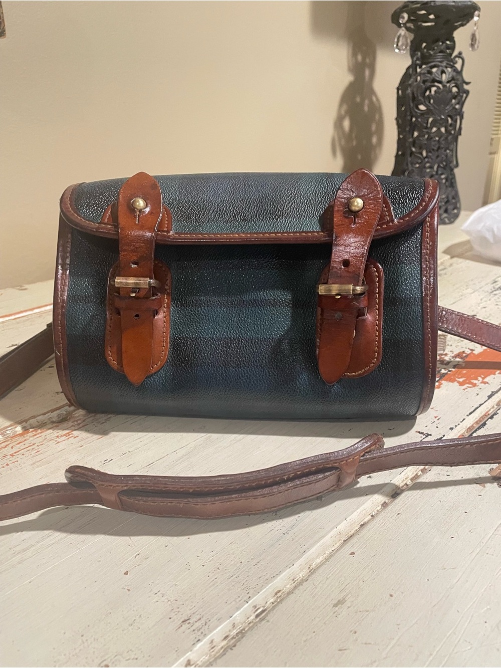 Polo by RL Blackwatch tartan crossbody Bag with Brown Leather Trim